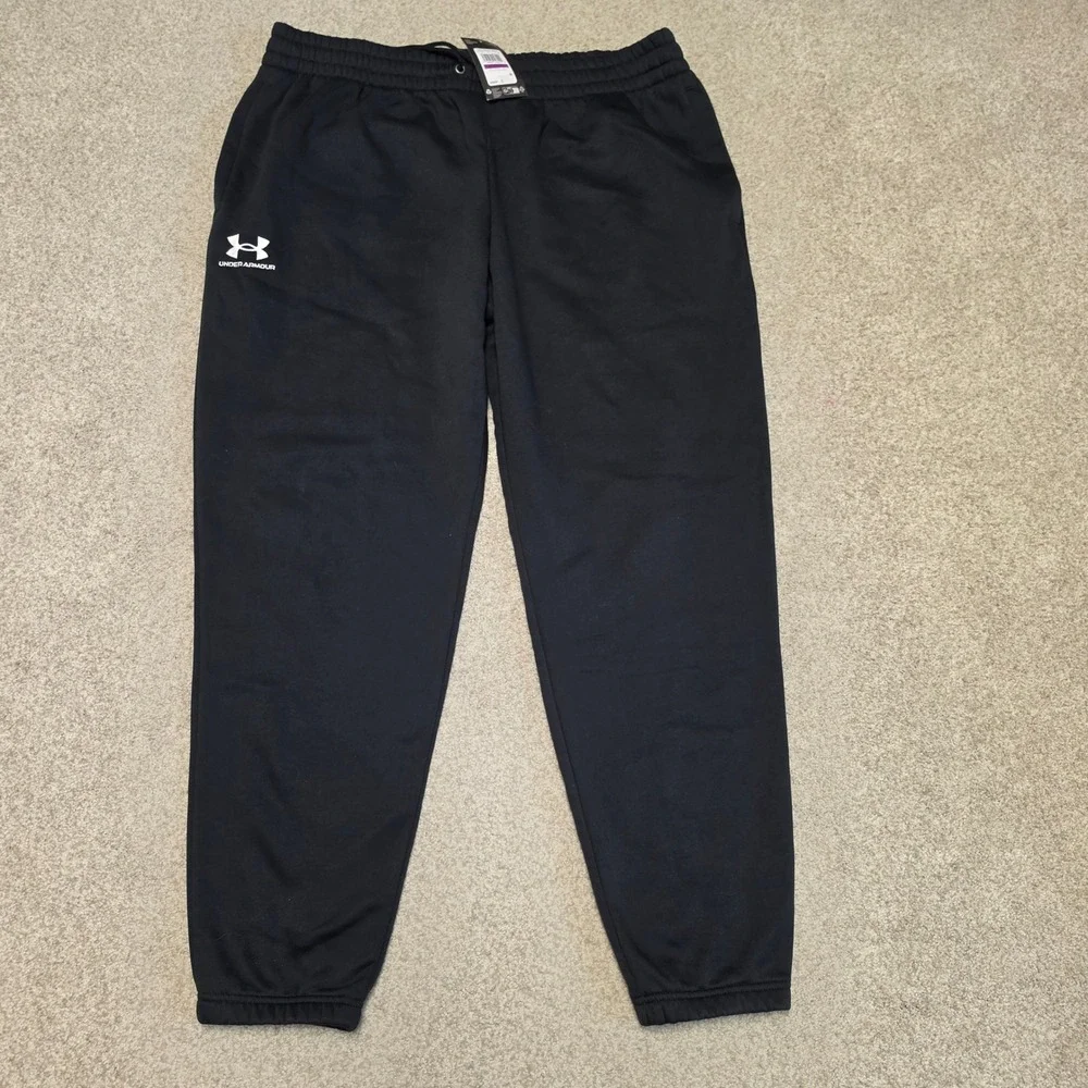 Under Armour Mens Icon Fleece Joggers Black Sweatpants 2XL NWT Lounge Casual